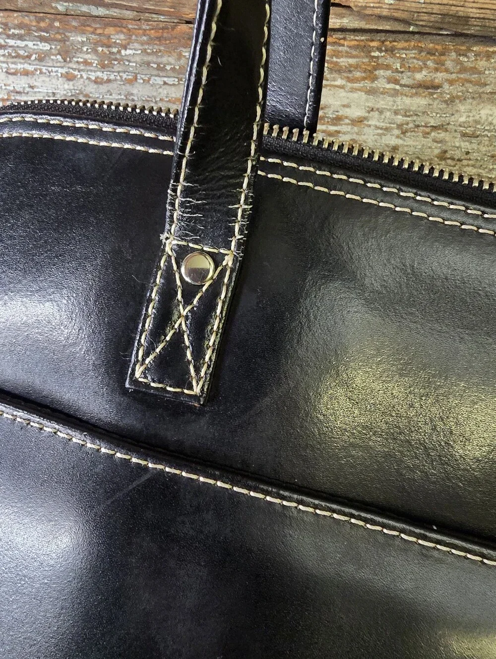 Wilsons Leather Black Leather Laptop Tote Business Briefcase Work Bag